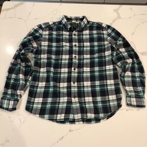 Woolrich Men’s Blue Green Plaid Flannel Button Down Shirt Cowboy Western Rodeo M